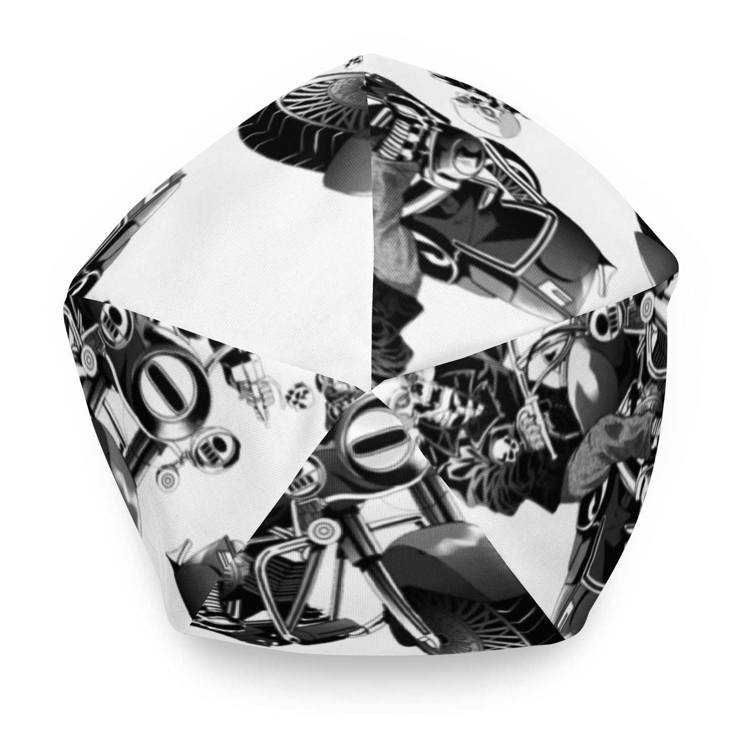 All-Over Print Beanie With Skull Riding Motorcycle