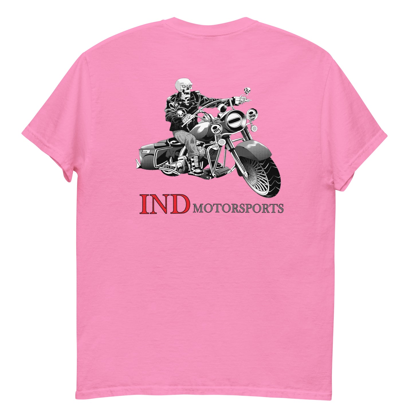 Men's classic tee with IND Motorsports on front and Logo Symbol on Back