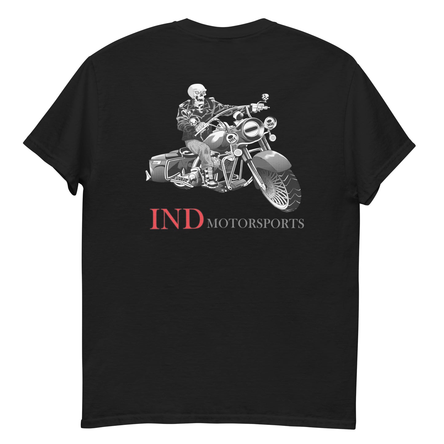 Men's classic tee with IND Motorsports on front and Logo Symbol on Back
