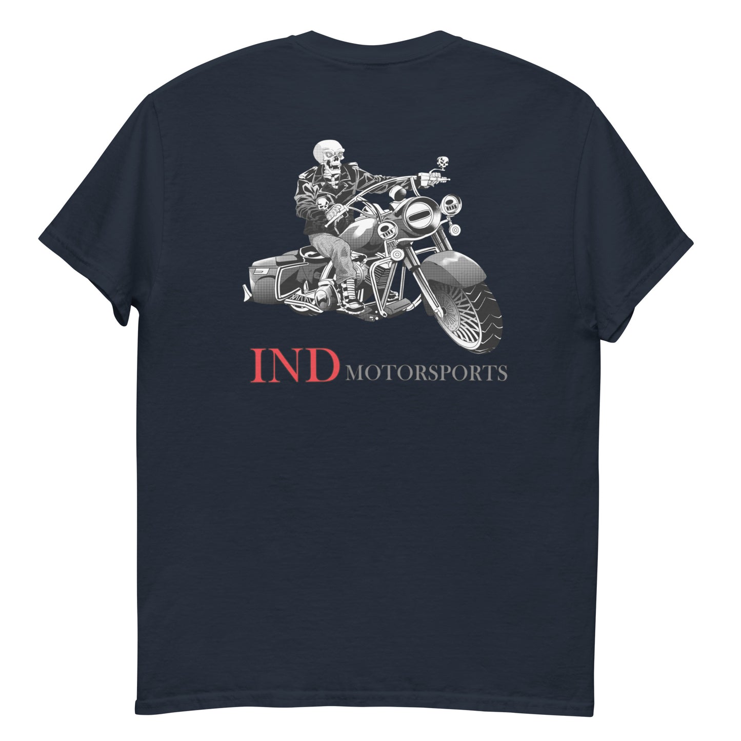 Men's classic tee with IND Motorsports on front and Logo Symbol on Back