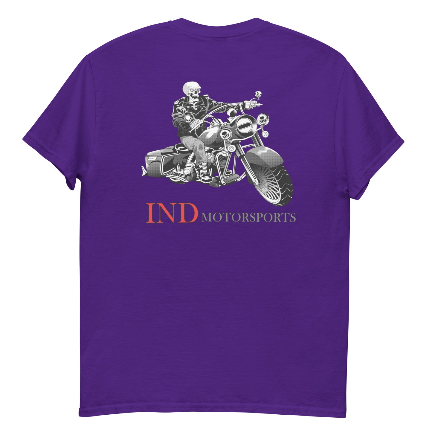 Men's classic tee with IND Motorsports on front and Logo Symbol on Back
