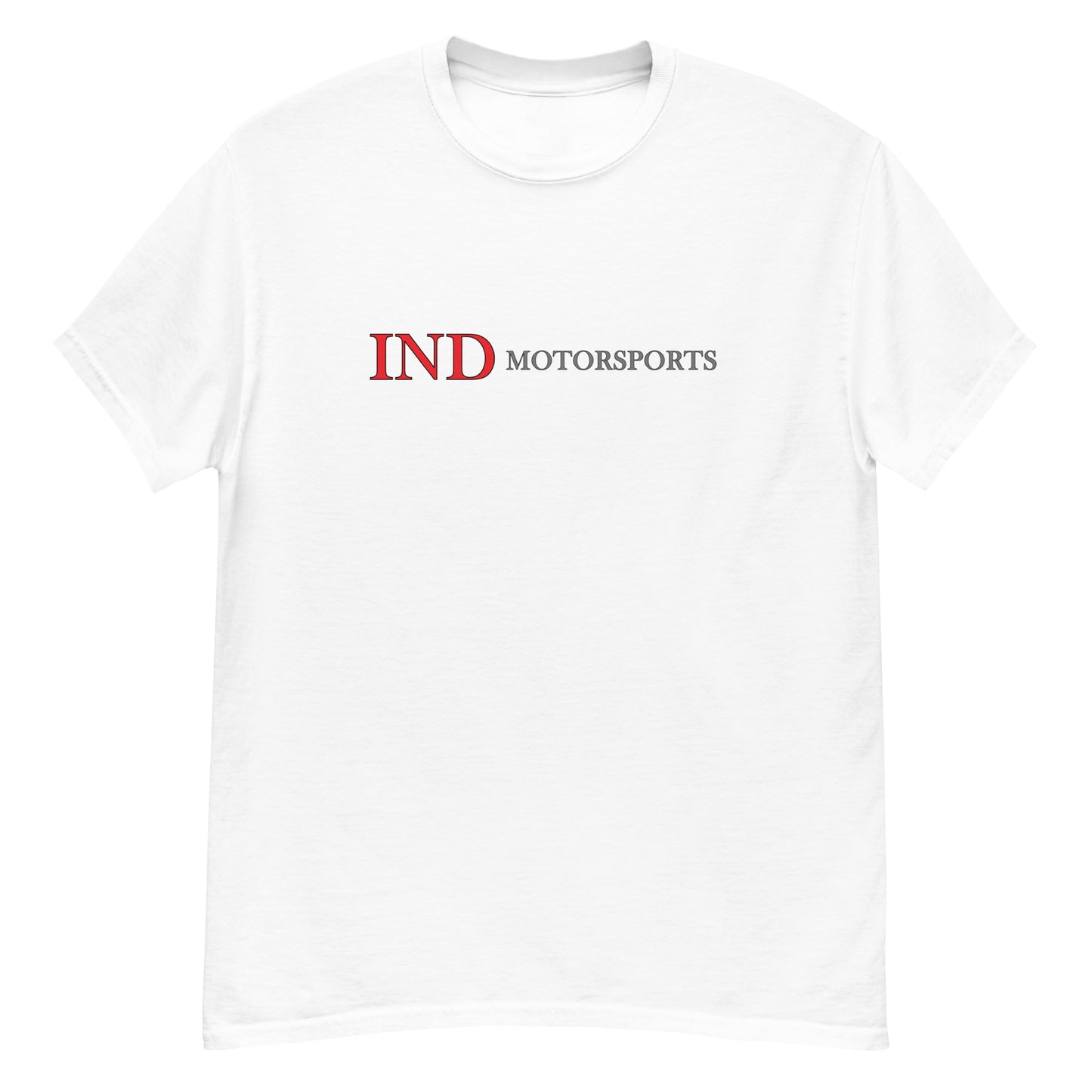 Men's classic tee with IND Motorsports on front and Logo Symbol on Back