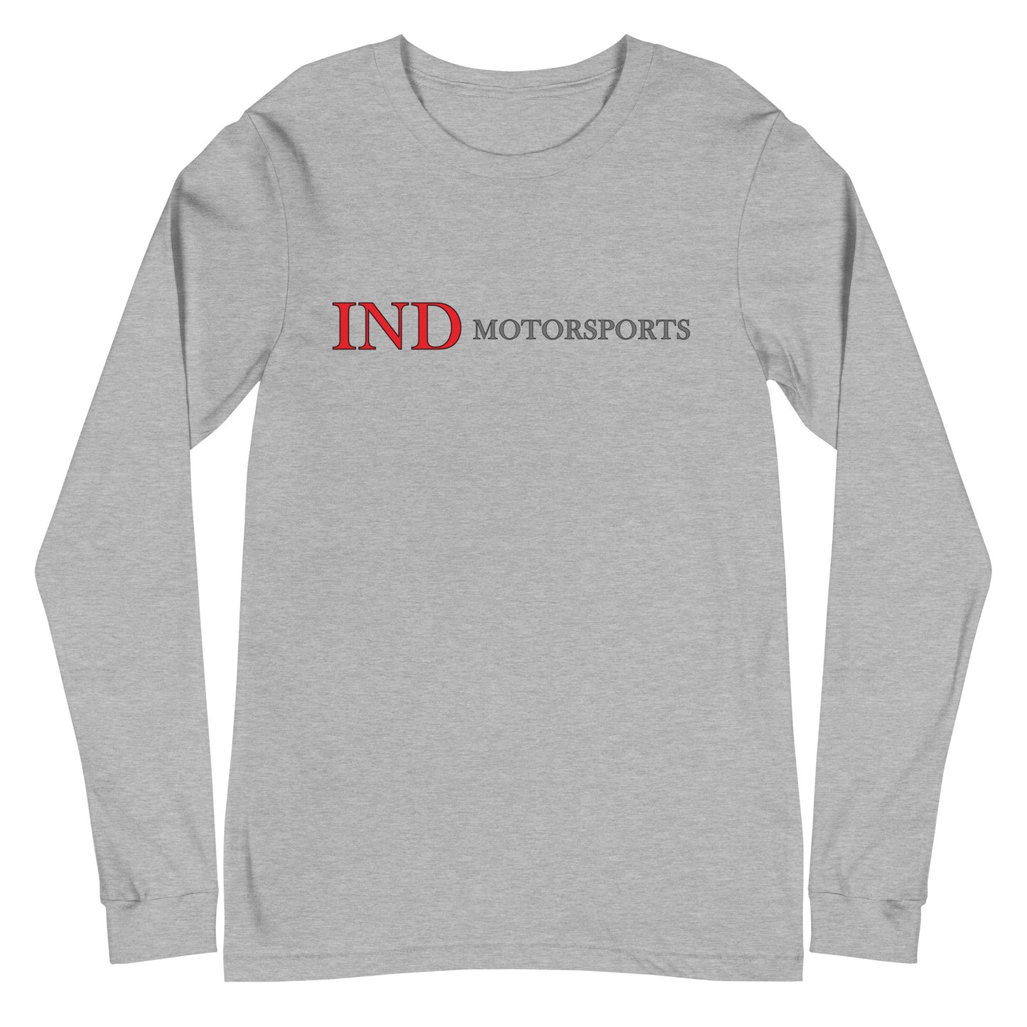 Unisex Long Sleeve Tee with IND on front and Logo on Back