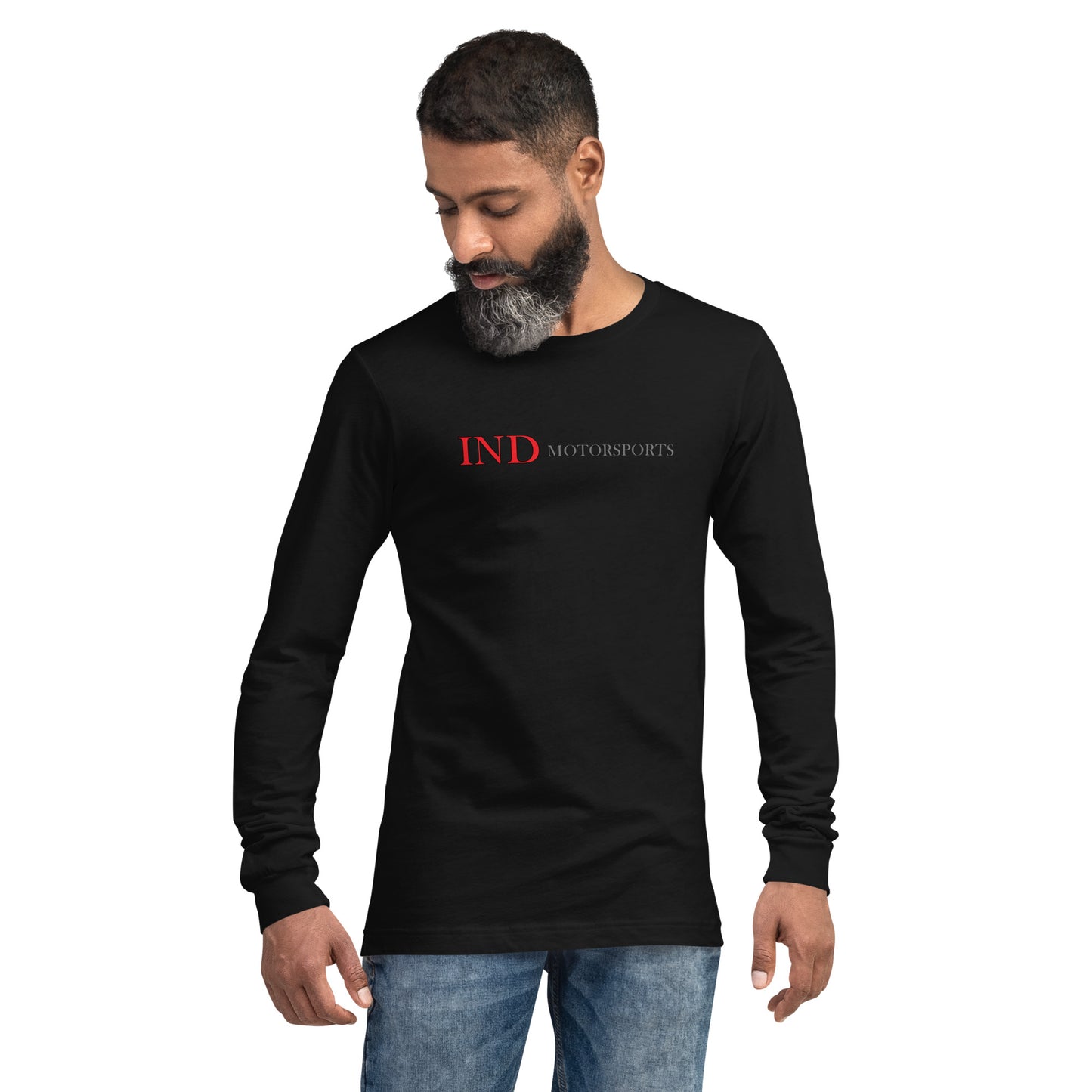 Unisex Long Sleeve Tee with IND in red