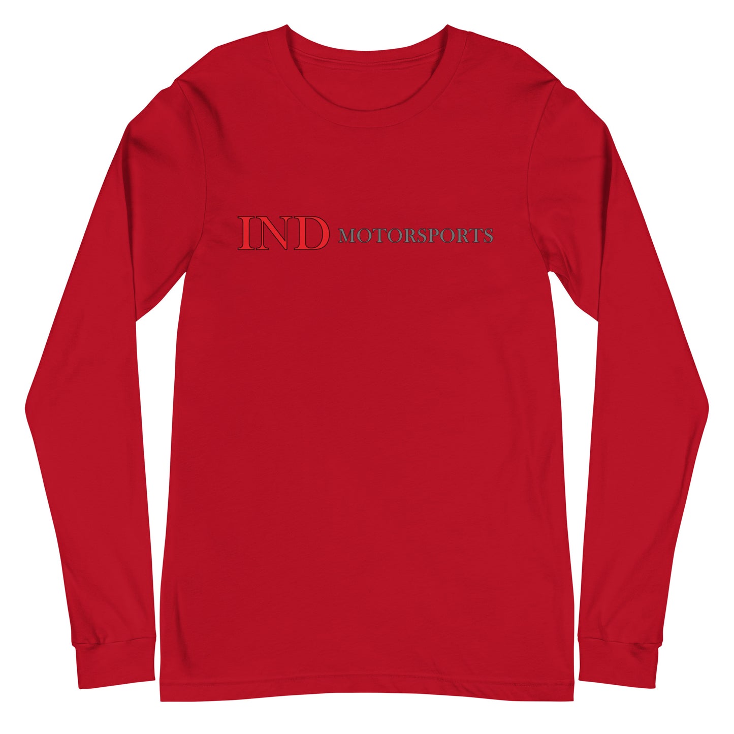 Unisex Long Sleeve Tee with IND on front and Logo on Back